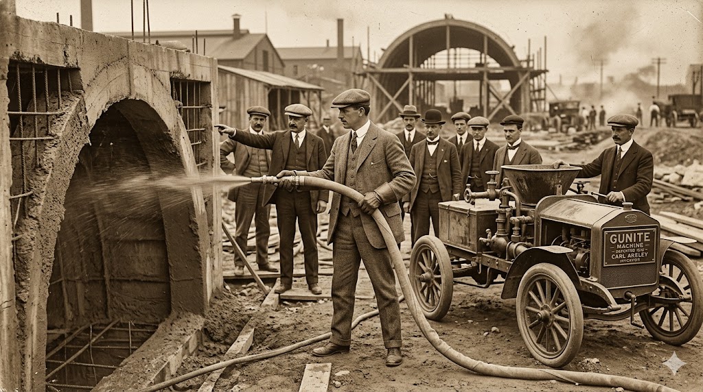 Naissance et Évolution de la Technologie du Shotcrete dans le Monde